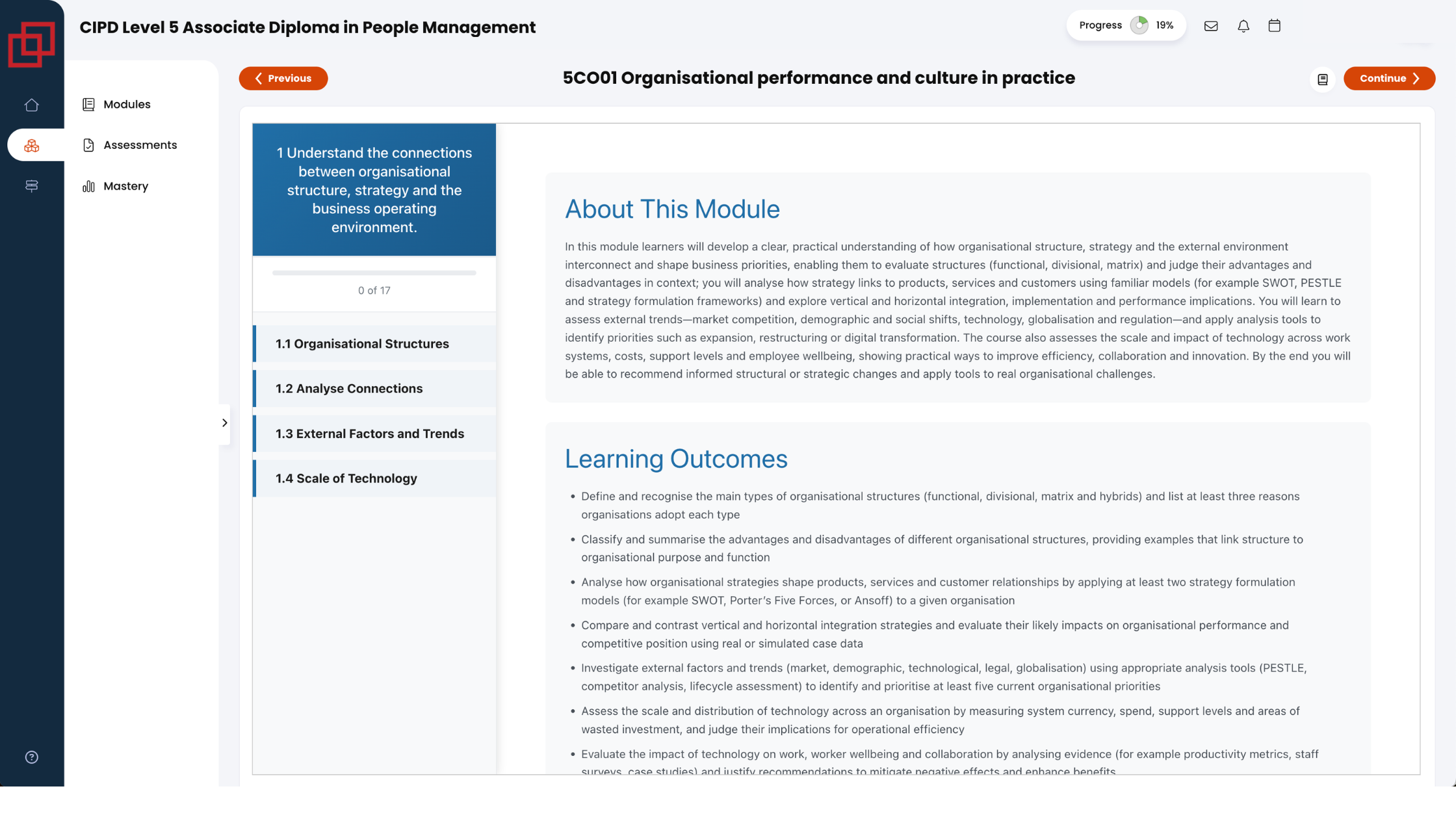 Learning Outcomes Structure